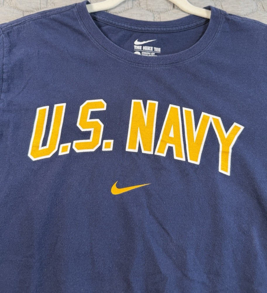 Nike U.S. Navy Graphic Print Logo T-Shirt Men's Large Navy Blue Crew Neck