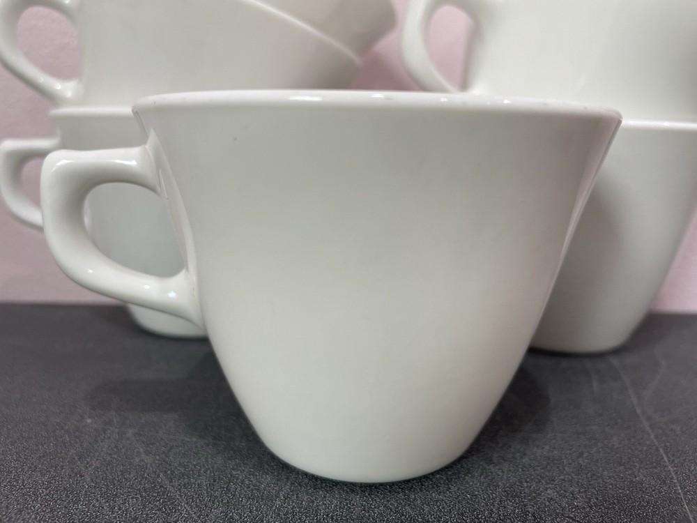 4+4 8 Corning COFFEE TEA CUPS Solid White 2 3/4