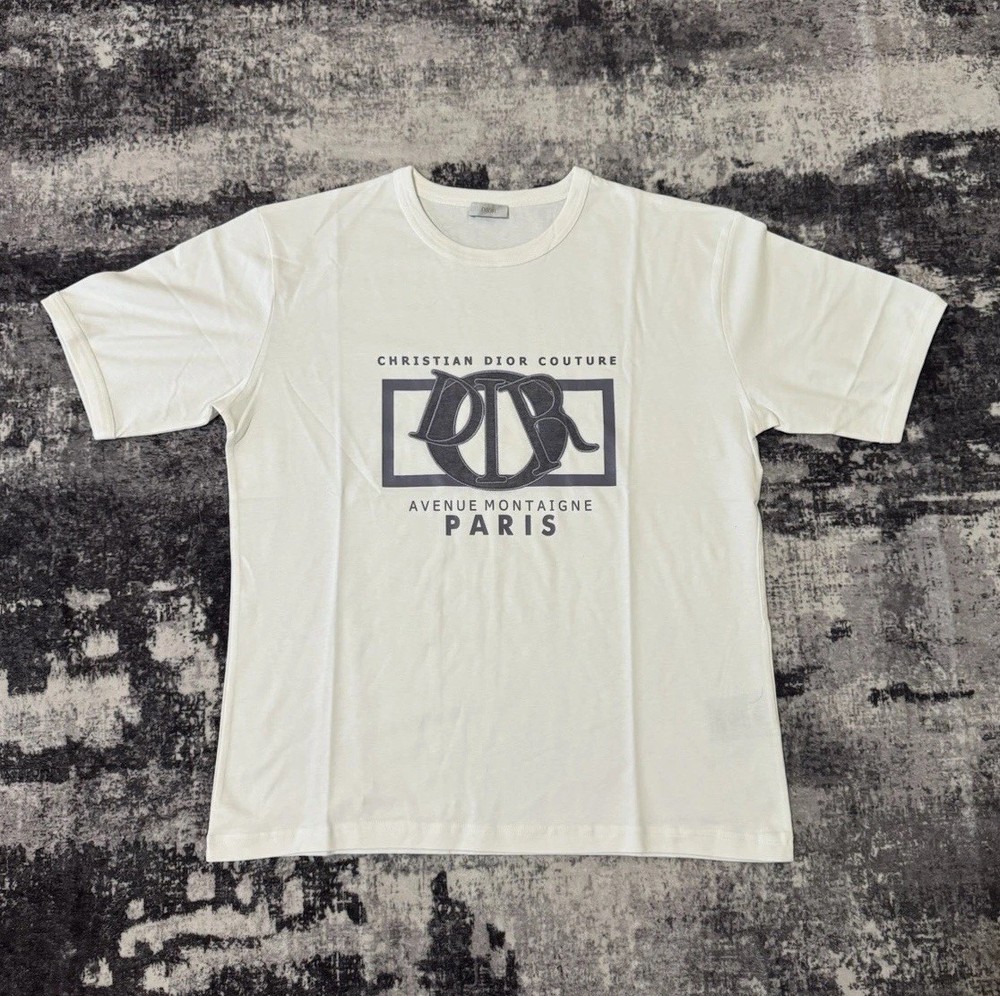Dior White Charm Logo T Shirt Mens Crew Neck T-Shirt XL