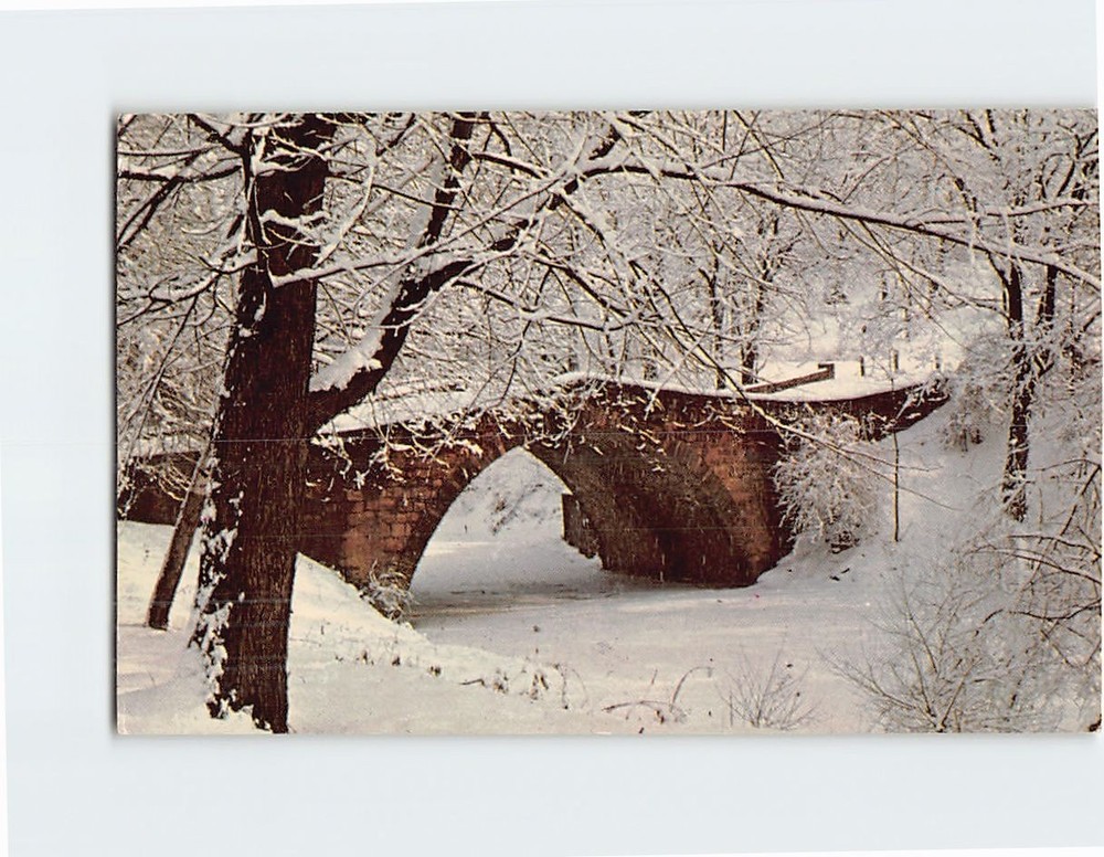 Postcard Snow Covers Old Arch Bridge Over Jacks Creek Pennsylvania USA