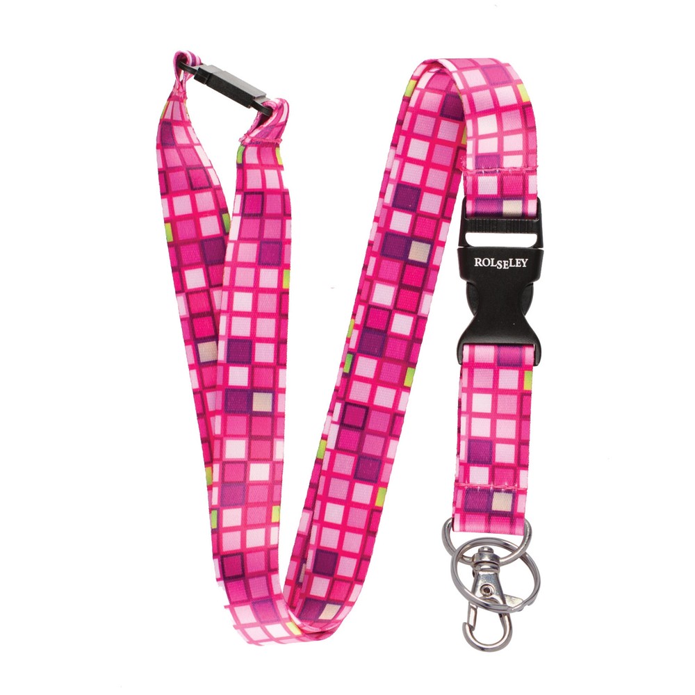 Abstract Pink Mosaic Lanyard with Badge Holder & Key Ring-image