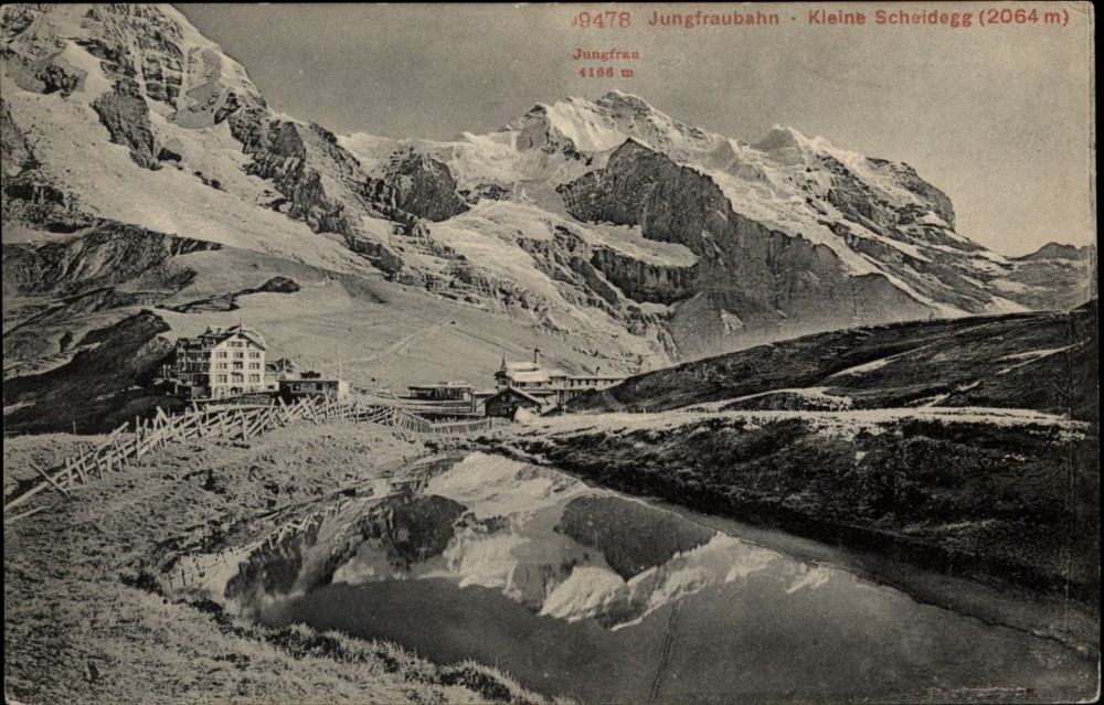 Jungfrau Kleine Scheidegg Switzerland view vintage postcard k530