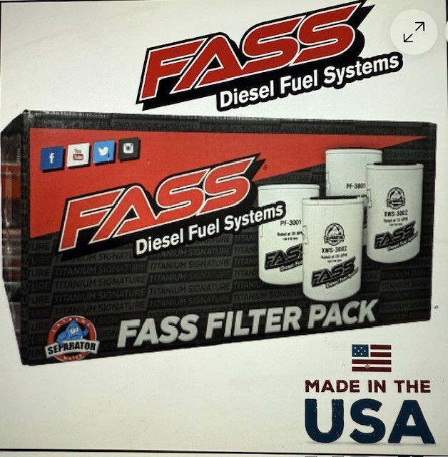 FASS Fuel Filters Lift Pump Filter Pack (2) XWS-3002 & (2) PF-3001