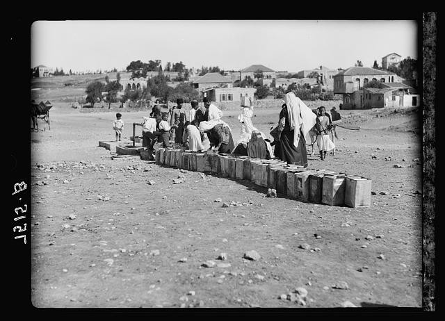 Photo:Jerusalem Palestine 1930s Crowds at Water Stands Marketplace