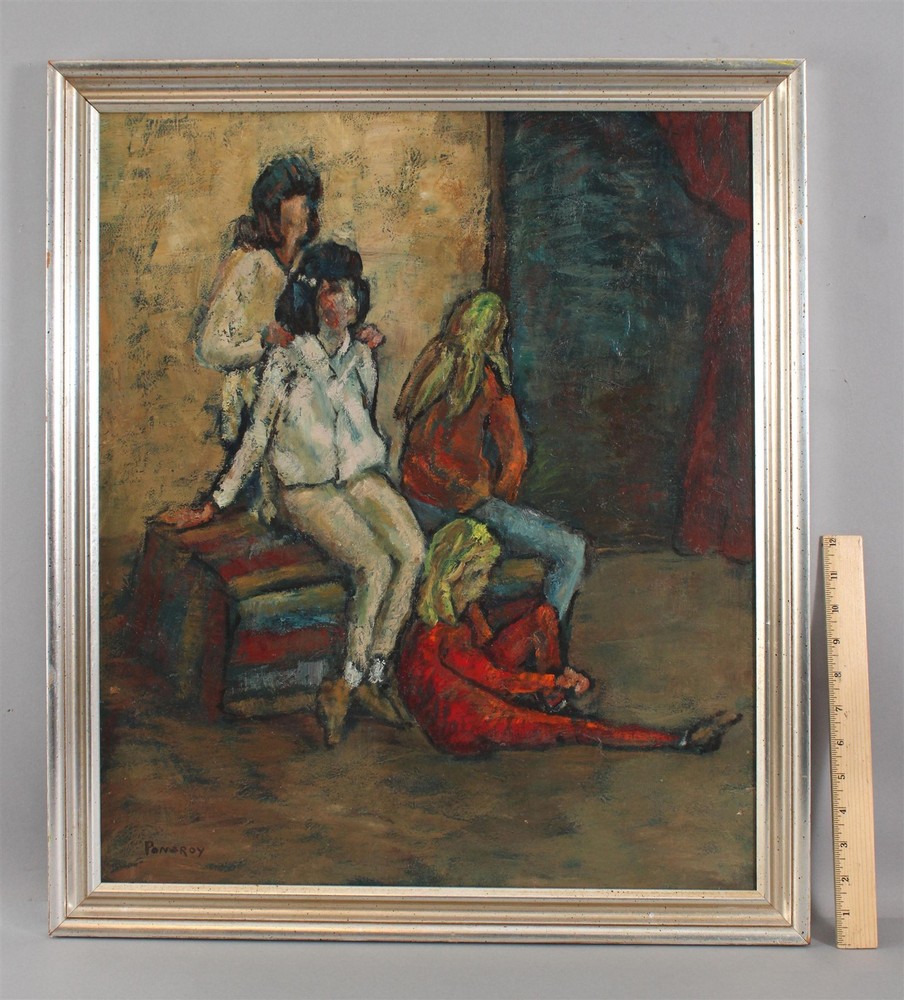 Signed Orig FLORENCE POMEROY Modernist Expressionist Women Oil Painting PaintingNO RESERVE...Possible FREE Delivery