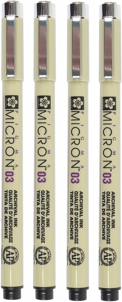 Pigma Micron 03 Black Pen 0.35Mm Line Width Pack of 4 (03)