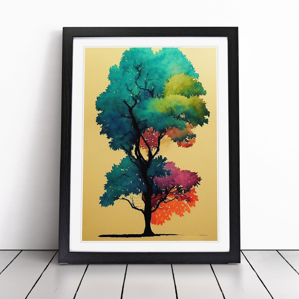 Water Paint Tree No.1 Wall Art Print Framed Canvas Picture Poster Decor