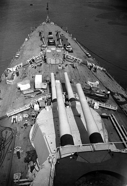 The Big Guns Of Hms Vanguard 1960 OLD PHOTO