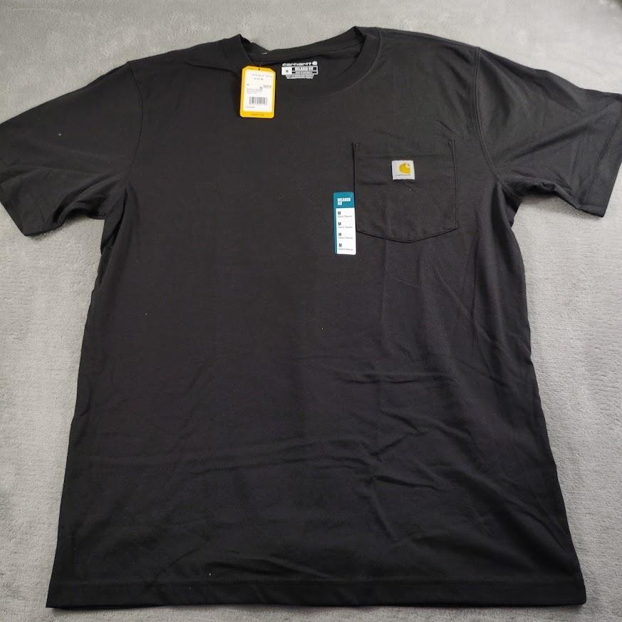 Carhartt Shirt Mens M Black Relaxed Fit Lightweight Pocket Short Sleeve TK6760-M