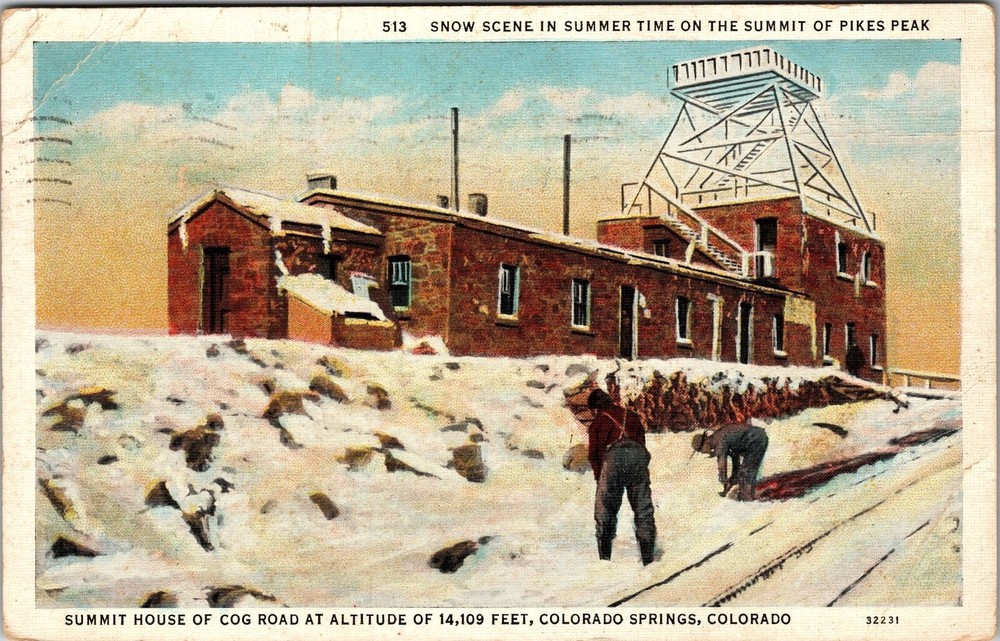 Colorado Springs CO-Colorado, Snow Scene On Pikes Peak, Vintage Postcard