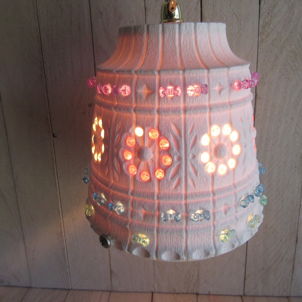 vtg Lawnware Hanging Lamp w/ Multicolor Lights 1970s Retro Works **READ**