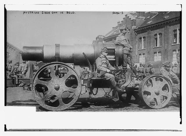 Photo:Austrian siege gun in Belg. i.e., Belgium