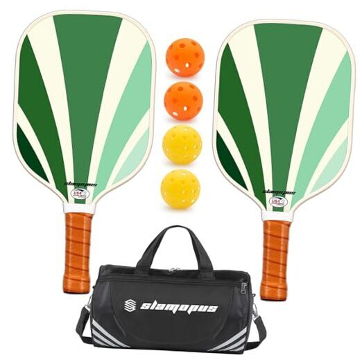 Pickleball Paddles Set of 2 | Pickleball Set of 4 Pro（Set of 2）Retro Green