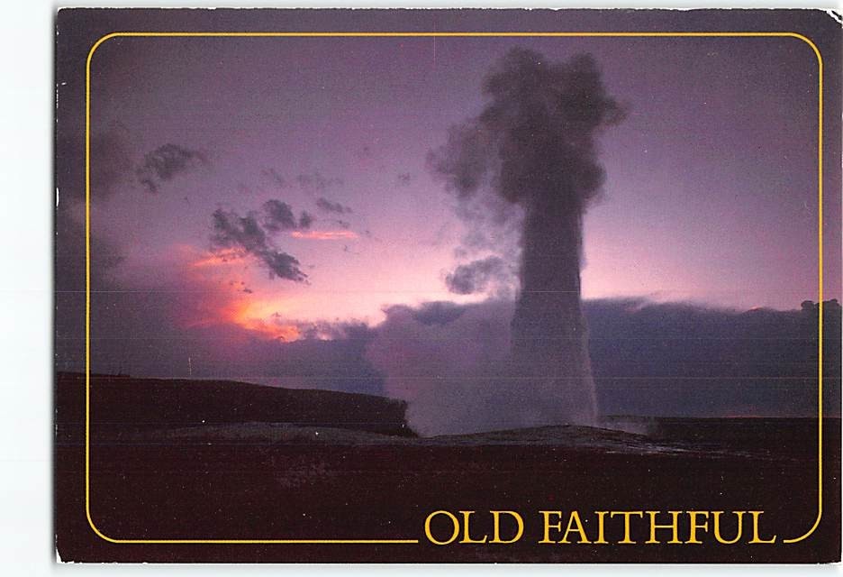 Postcard Old Faithful Yellowstone National Park Wyoming USA