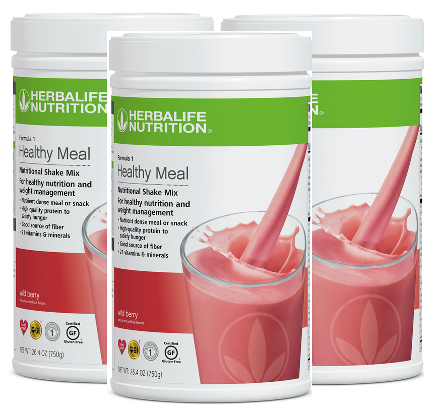 3X Herbalife Formula 1 Healthy Meal Nutritional Shake Wild Berry 750 g