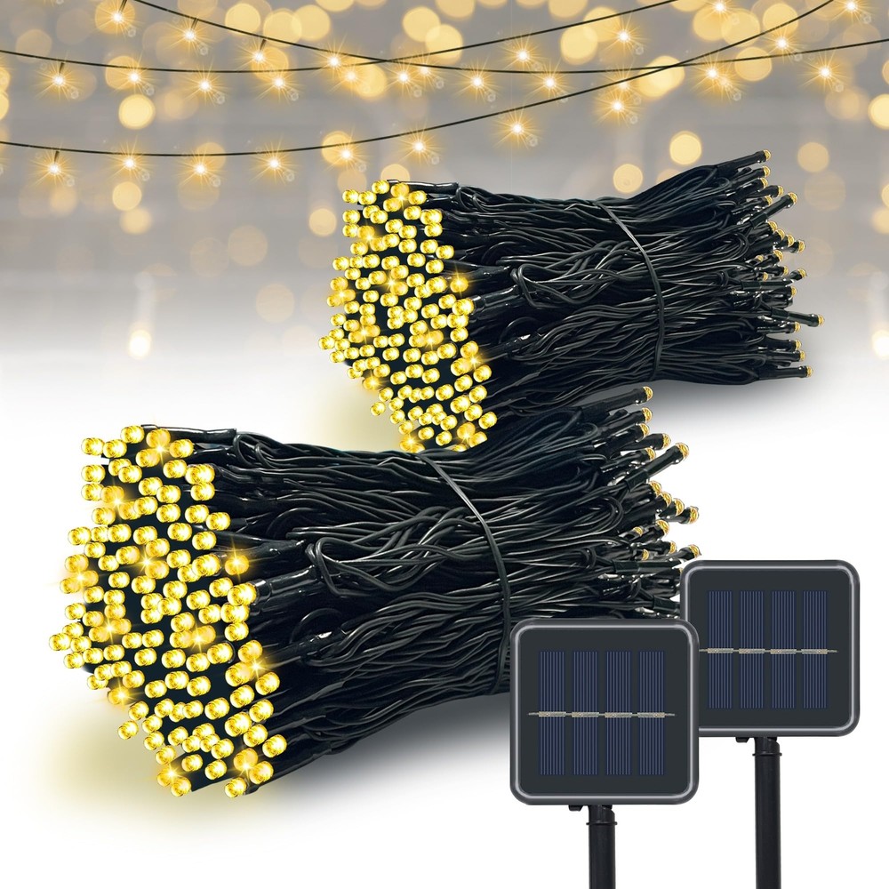 Solar String Lights Outdoor, 2 Pack 79FT 200 LED Waterproof Solar Christmas L...