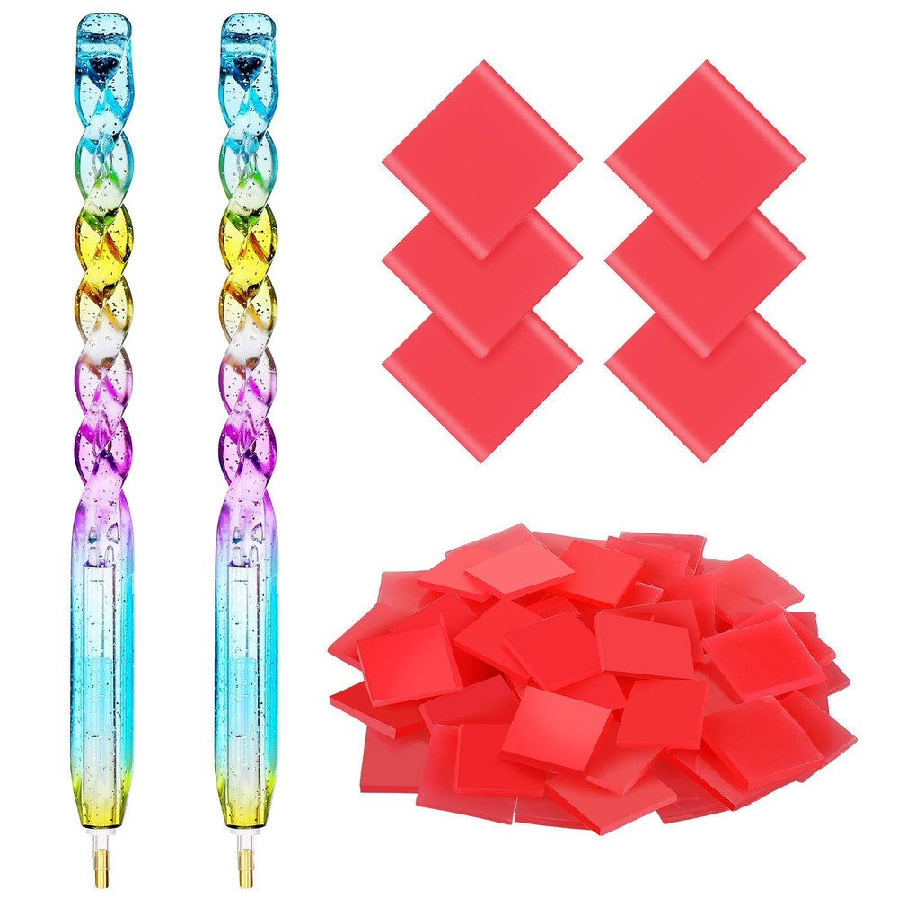 WILLBOND 50 Pieces Diamond Painting Wax Pads with 2 Pieces Diamond Painting D...
