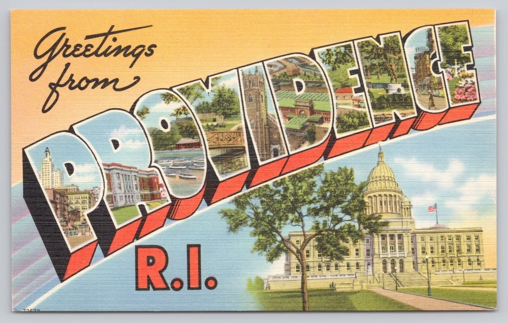 Providence Rhode Island, Large Letter Greetings, State Capitol, Vintage Postcard
