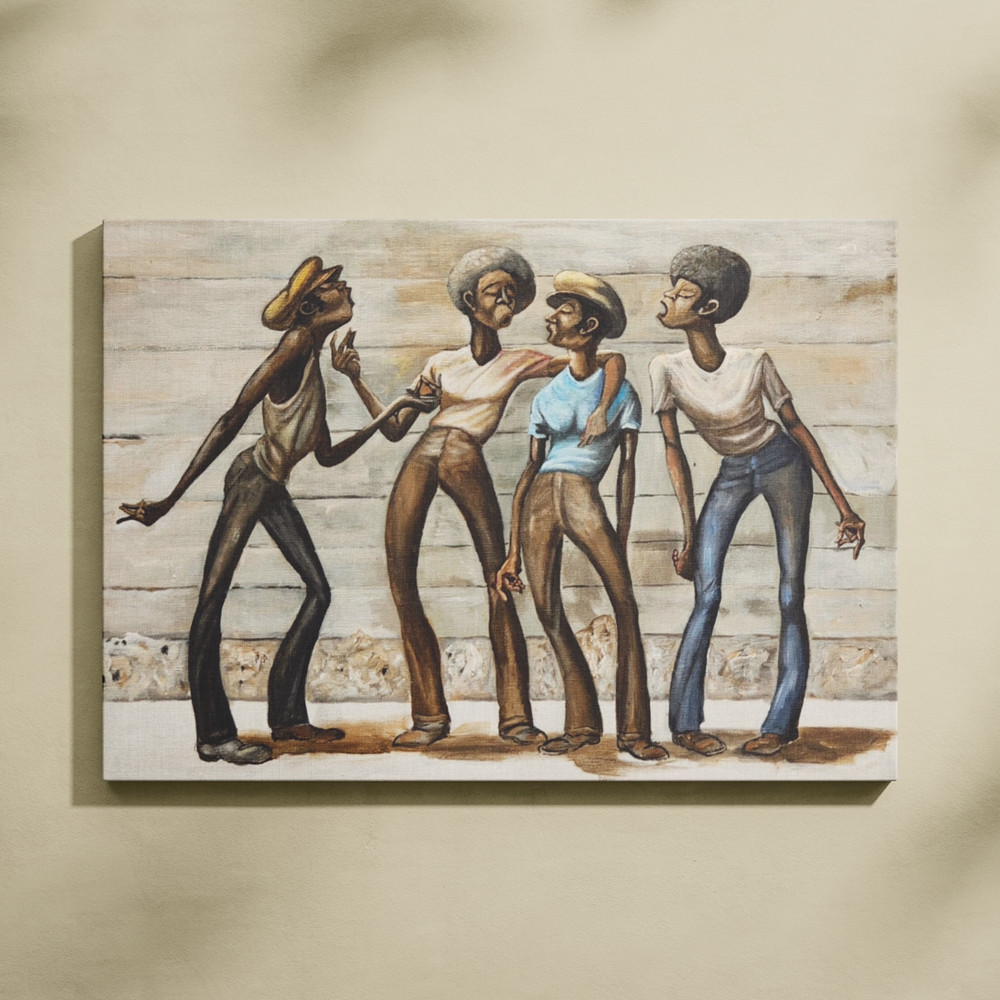 Ernie Barnes Street Corner Harmony Canvas Print African American Art Wall Decor