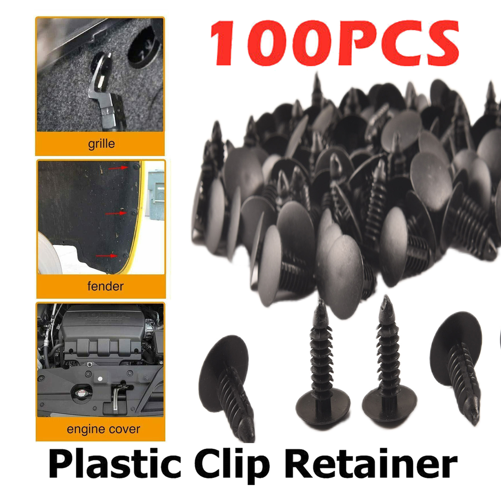8MM Bumper Clips - 100pc Car Fender Rivets Fastener Push Pins