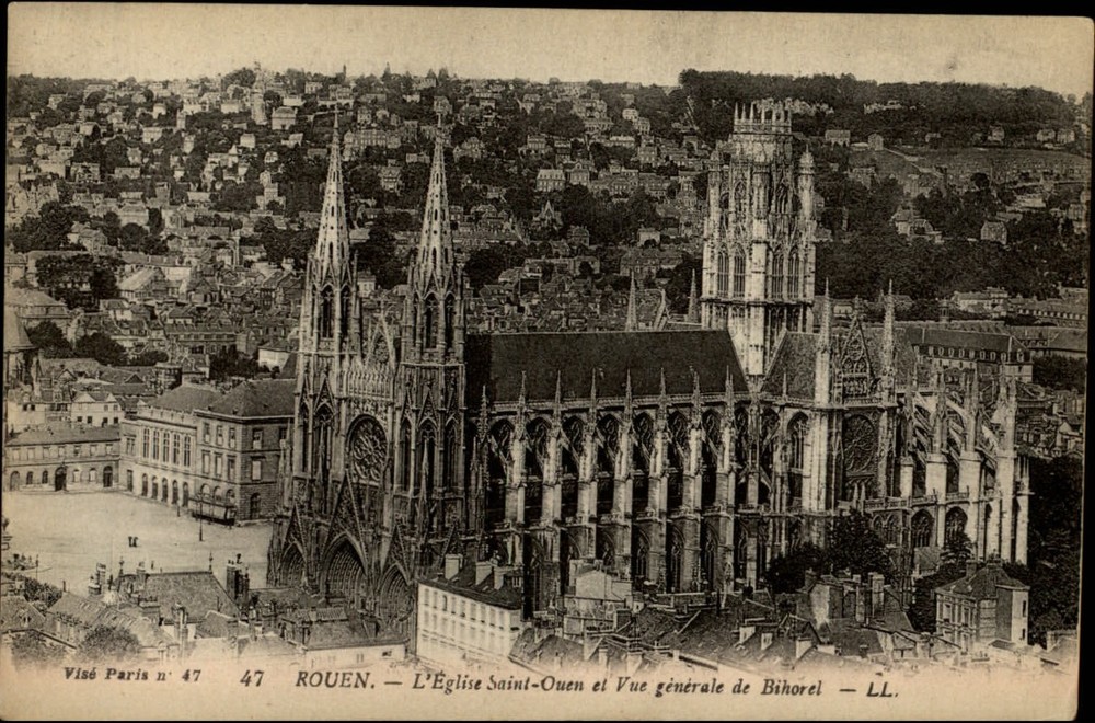 Church of St Ouen Rouen France view vintage postcard s293