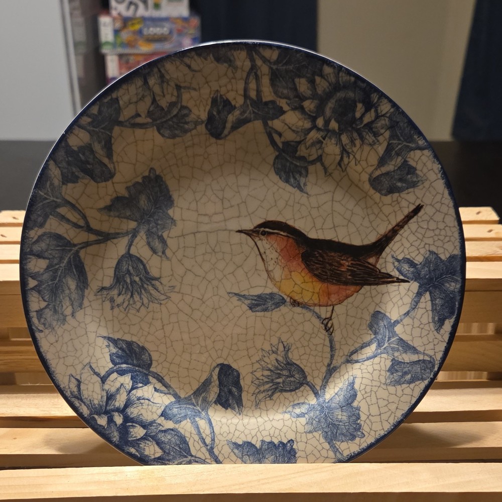 Cracker Barrel Susan Winget Stoneware Plate Bird Floral Microwave Safe