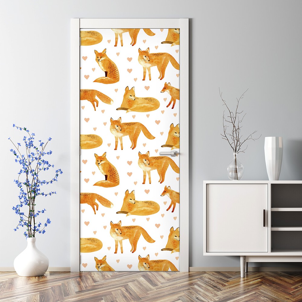 Fox Woodland Nursery Door Decal Animal Wall Art for Boys Room Decor