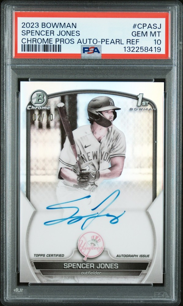 2023 Bowman Chrome Spencer Jones #CPASJ Pearl Refractor Auto #/10 PSA 10 🔥