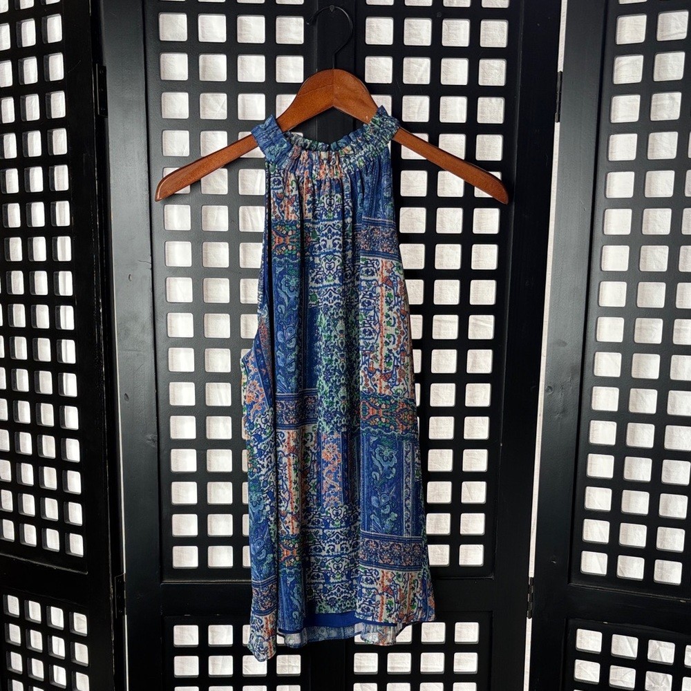 🌸 Ramy Brook Arlene Floral, Lined Halter Top High Neck Sleeveless NWT Medium 🌸