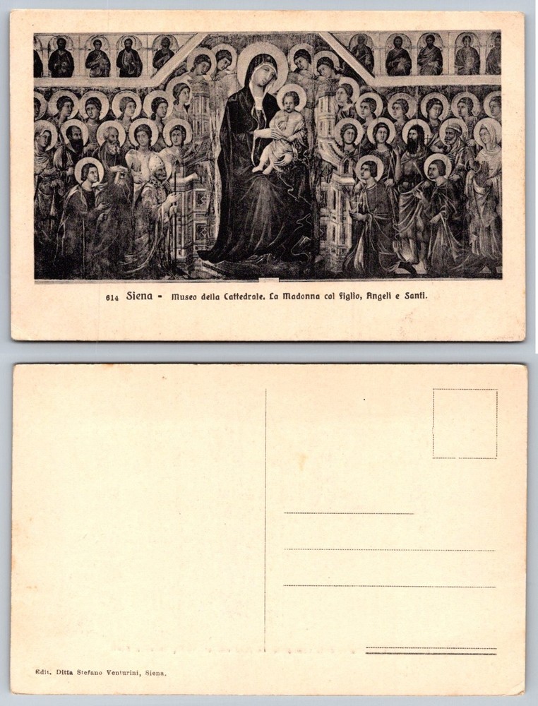 Siena Duccio Maestà Madonna & Child Angels Saints Cathedral Museum Postcard