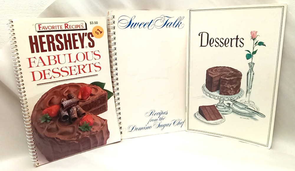 Lot-3 Cookbooks Hershey's Fabulous Desserts Dominos Sweet Talk 1989 Spiral PB