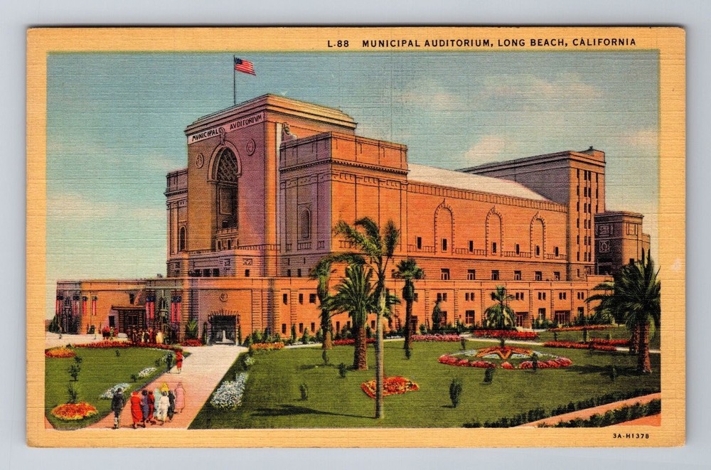 Long Beach CA-California, Municipal Auditorium, Antique Vintage Postcard