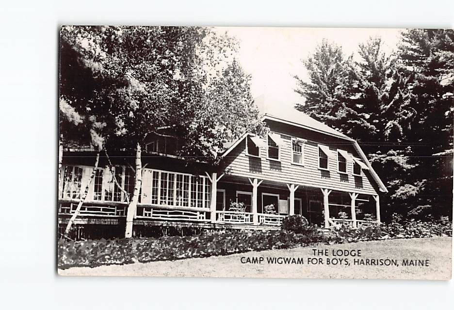 Postcard The Lodge Camp Wigwam for Boys Harrison Maine USA North America