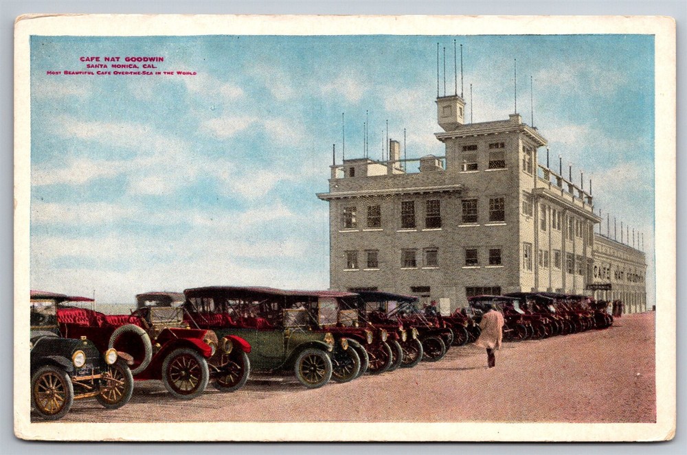 Cafe Nat Goodwin Santa Monica CA High Class Cabaret Cars C1910s Postcard W20