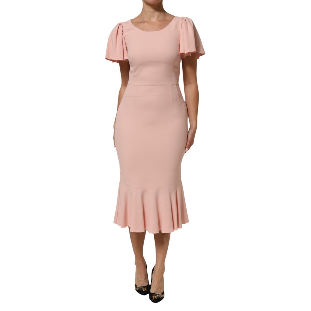 DOLCE & GABBANA Dress Pink Viscose Fit Flared Sheath Midi IT40/US6/S RRP 2030usd