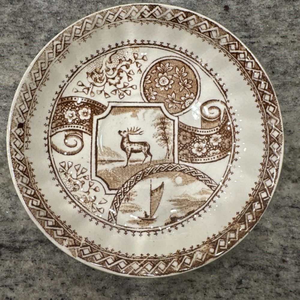 Antique Small Children’s Bowl The Stag Chas Allentown & Sons England Brown Red
