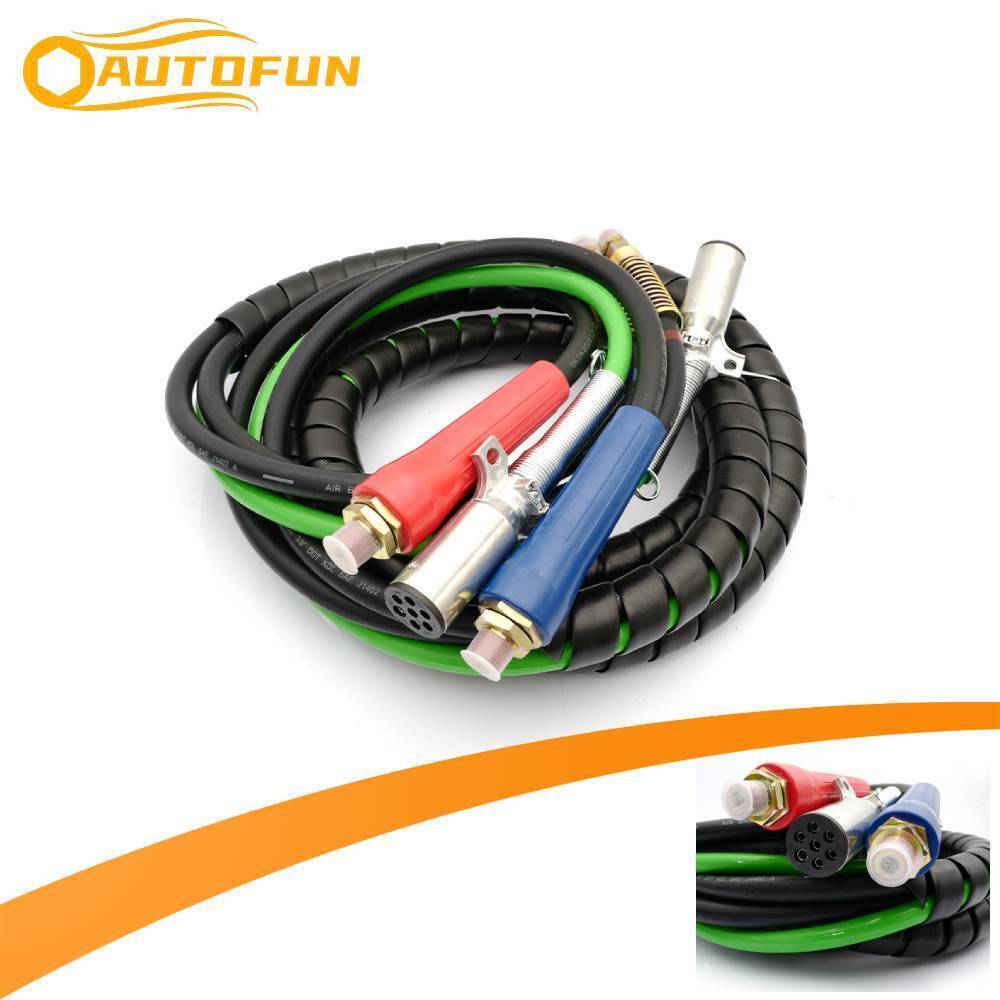 15FT Semi Truck Trailer ABS Air Line Hose Wrap with 7-Way Electrical Cable-image