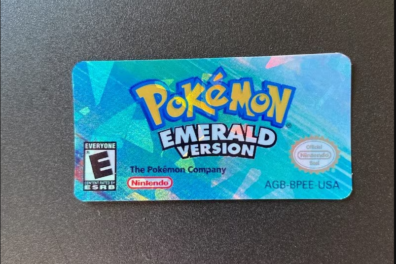 Replacement label for Pokemon Emerald Sticker GBA Gem effect