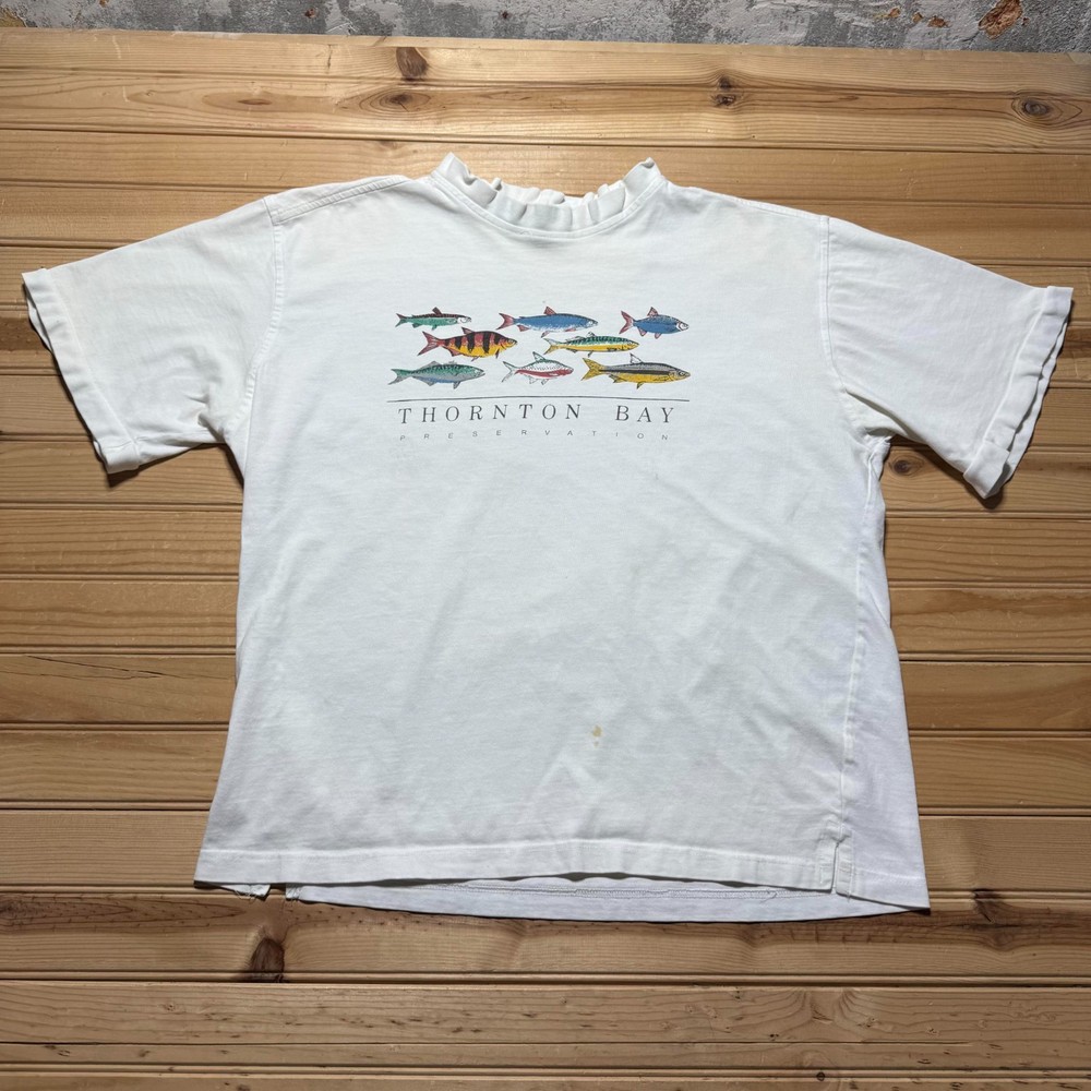 Vintage 90s Thornton Bay Preservation Fish Marine Animals Graphic T-Shirt Large