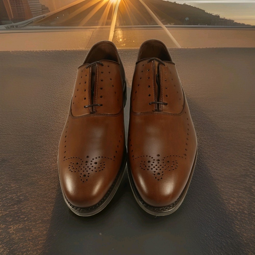 Allen Edmonds Weybridge Oxfordshire Brown Leather Dress Shoes 12 D NWBox