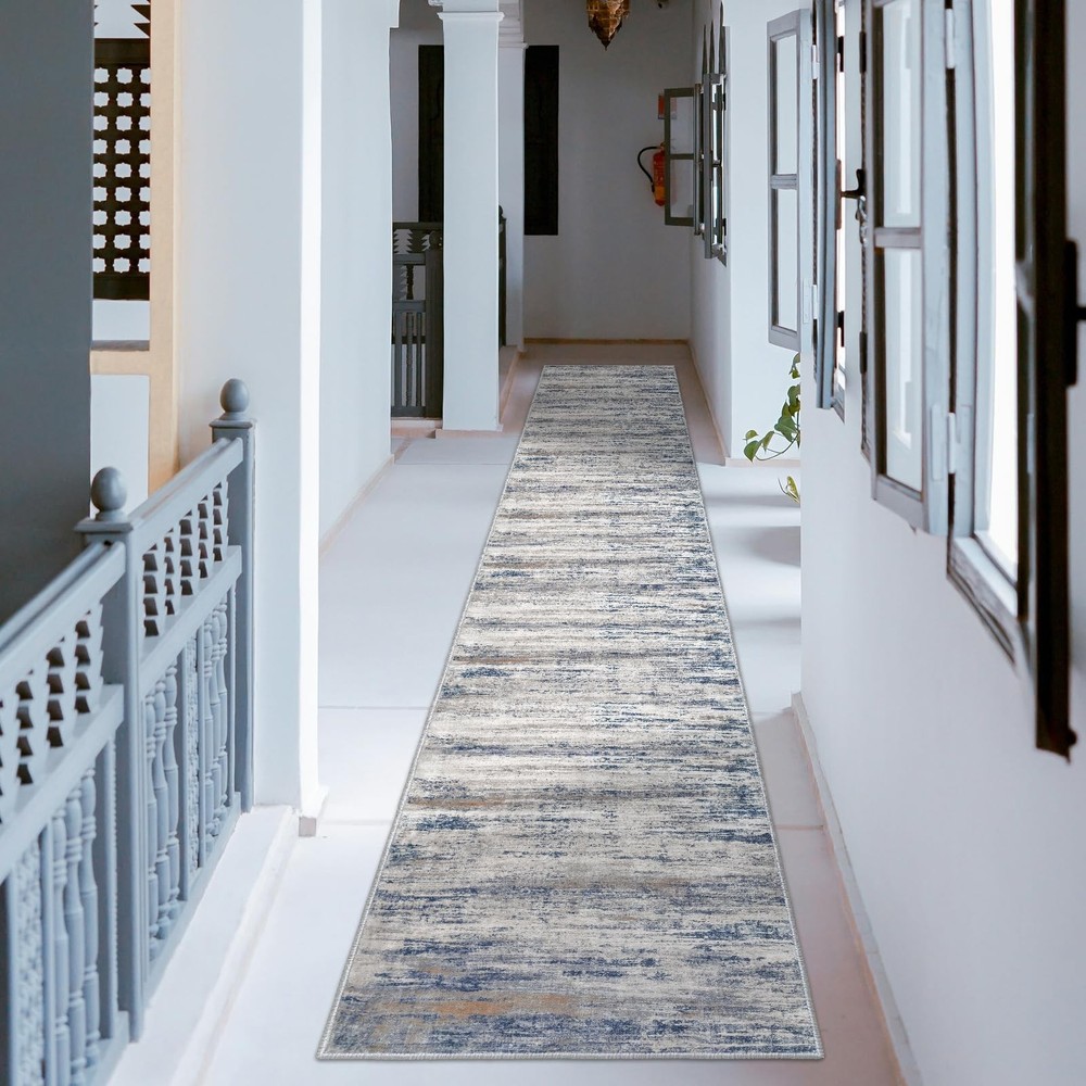 Modern Abstract Washable Non-Slip Hallway Runner Rug 2.6x16 Soft Durable