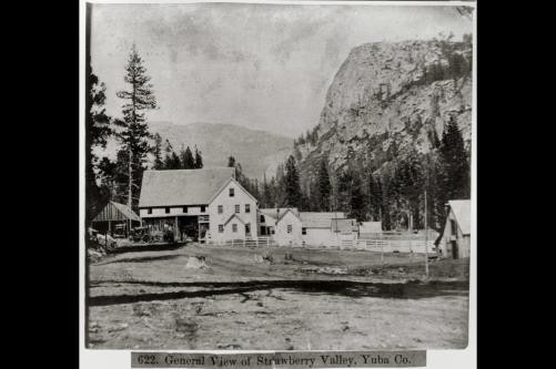 General View of Strawberry Valley,Yuba County,California,CA,1866,houses