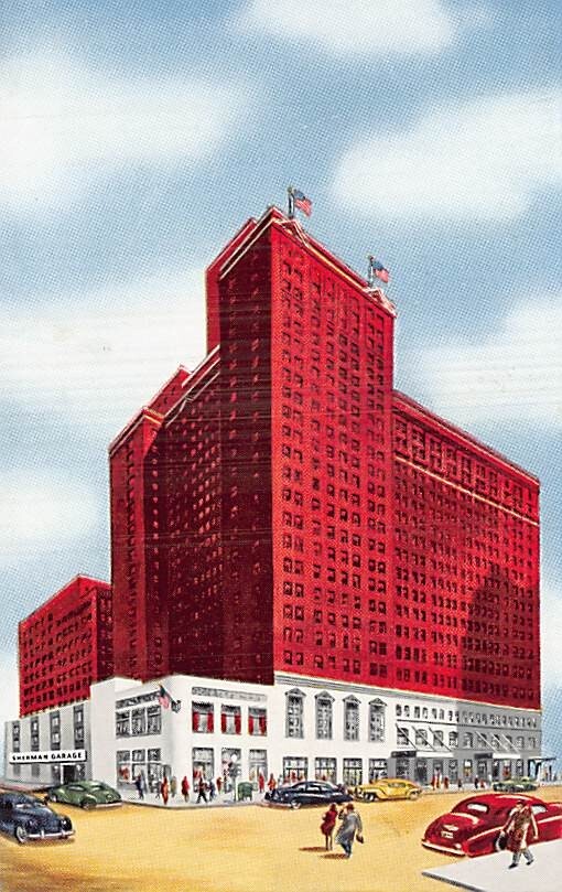 Postcard IL: Hotel Sherman, Chicago, Illinois, Chrome, Unposted 1940's