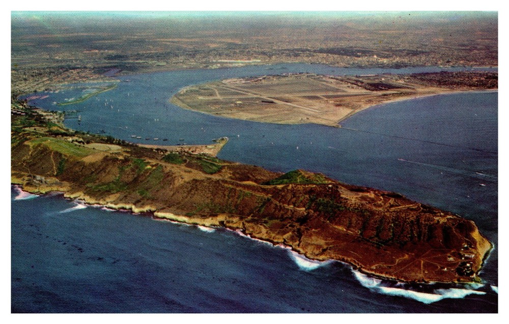 CA California Point Loma Looking North San Diego Bay Aerial View Chrome Postcard