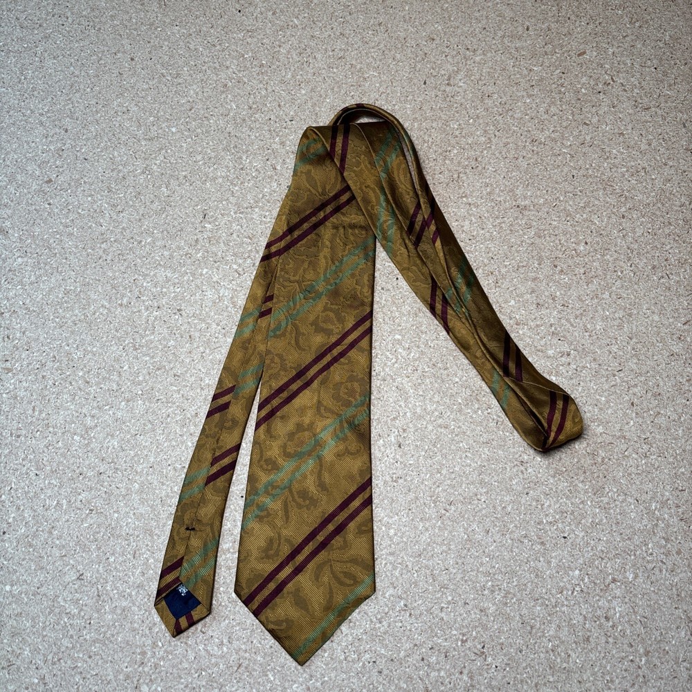 Vintage Burberrys of London Necktie Tie Striped Floral 100% Silk Made in USA