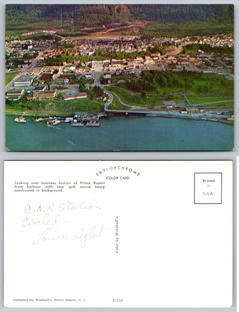 Prince Rupert British Columbia Harbor Aerial Postcard