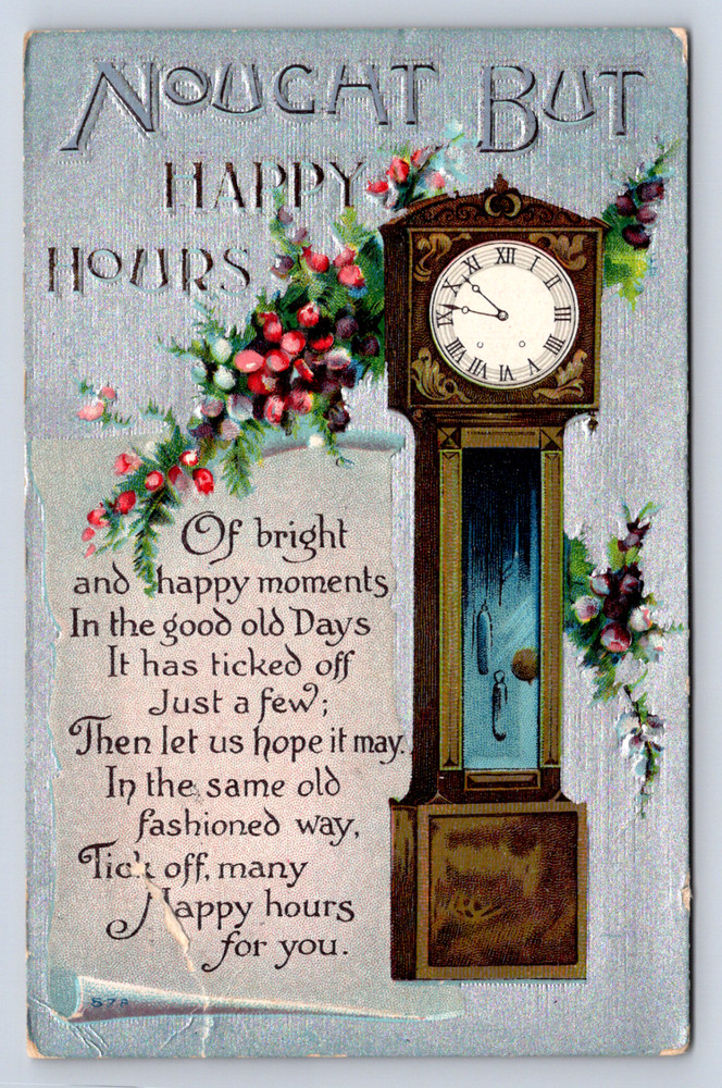 Vintage Postcard Nought But Happy Hours Poem Greeting