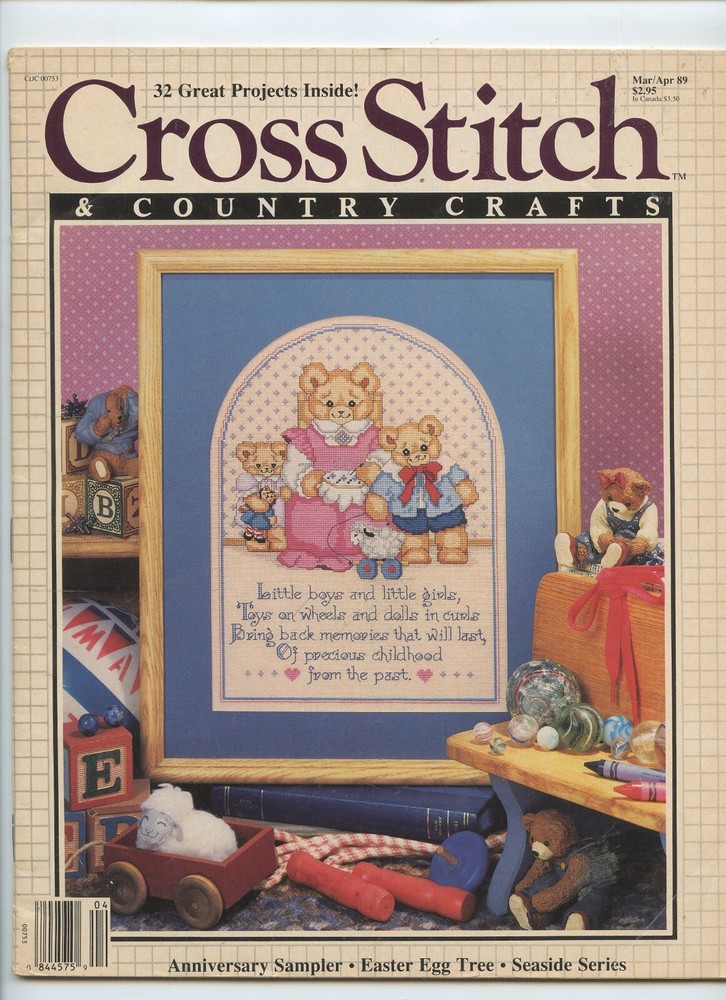Cross Stitch & Country Crafts 32 Great Projects Pattern Magazine Mar/Apr 1989
