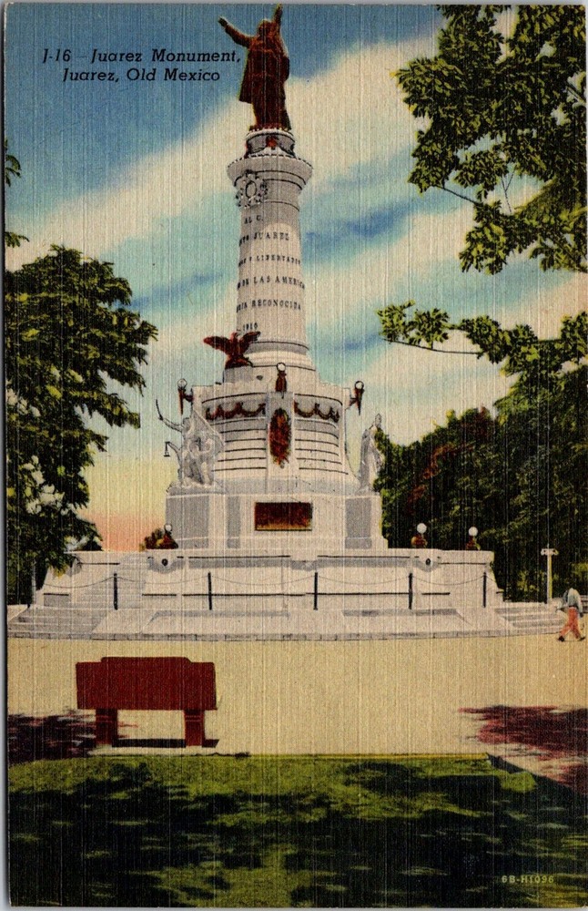 Dr Jim Stamps Postcard Juarez Monument Juarez Old Mexico Linen