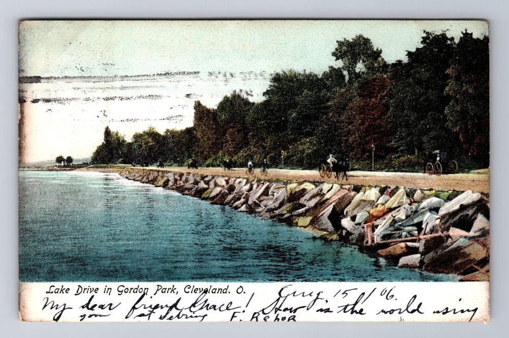 Cleveland OH-Ohio, Lake Drive In Gordon Park, Vintage Souvenir Postcard